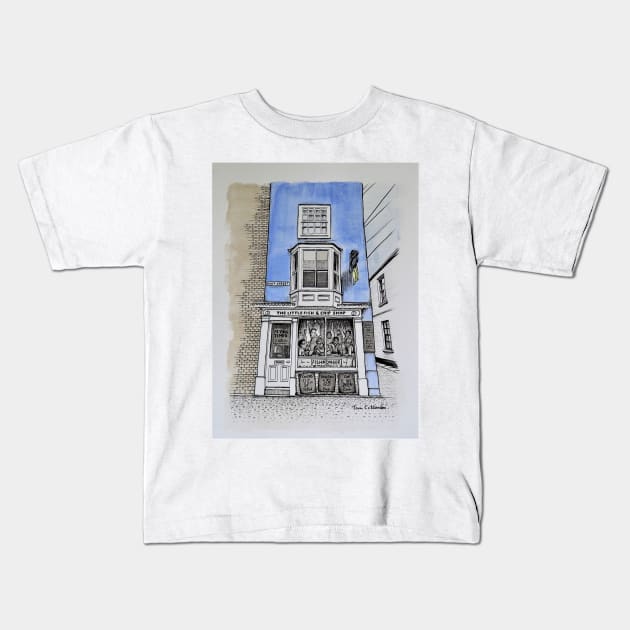 Fish & Chip Shop Painting Southwold Kids T-Shirt by TomCrittenden